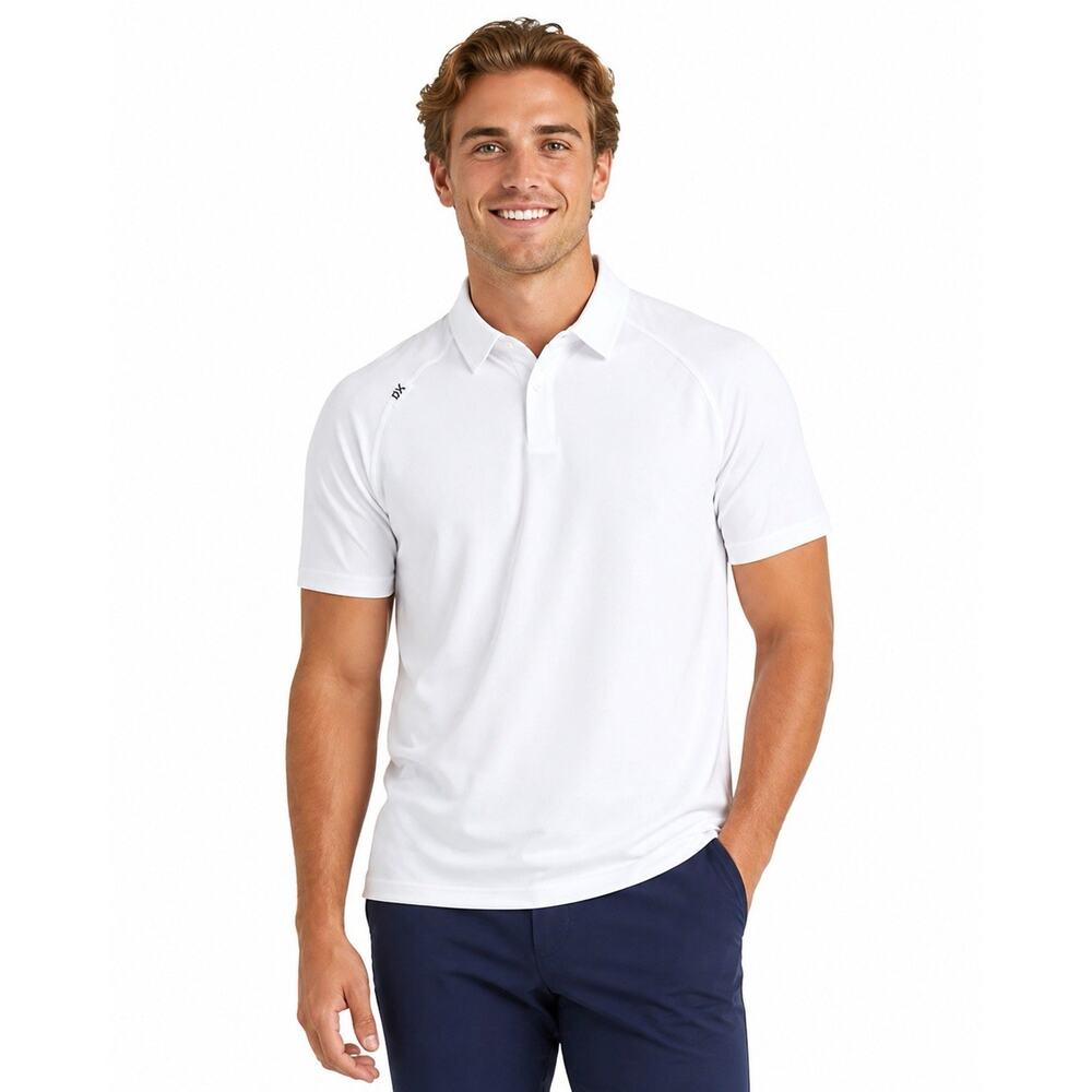 Rhone Delta Pique Polo Shirt White Work Office Golf Travel Hybrid READ Mens XXL